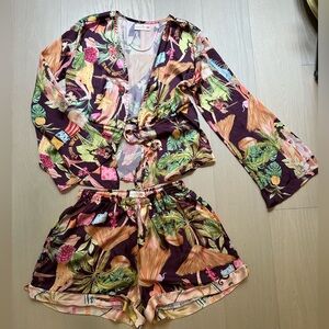 Maximal Tropical Print Matching 2 Piece Set Swim Cover Beachy Vacation Resort M